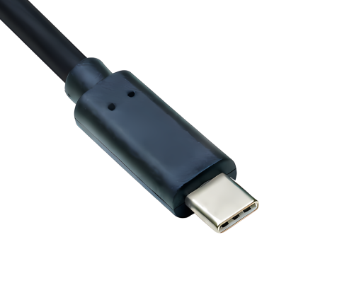 Cabo USB tipo C para ficha USB 2.0 B, preto, caixa DINIC com orifício europeu, 0,50 m
